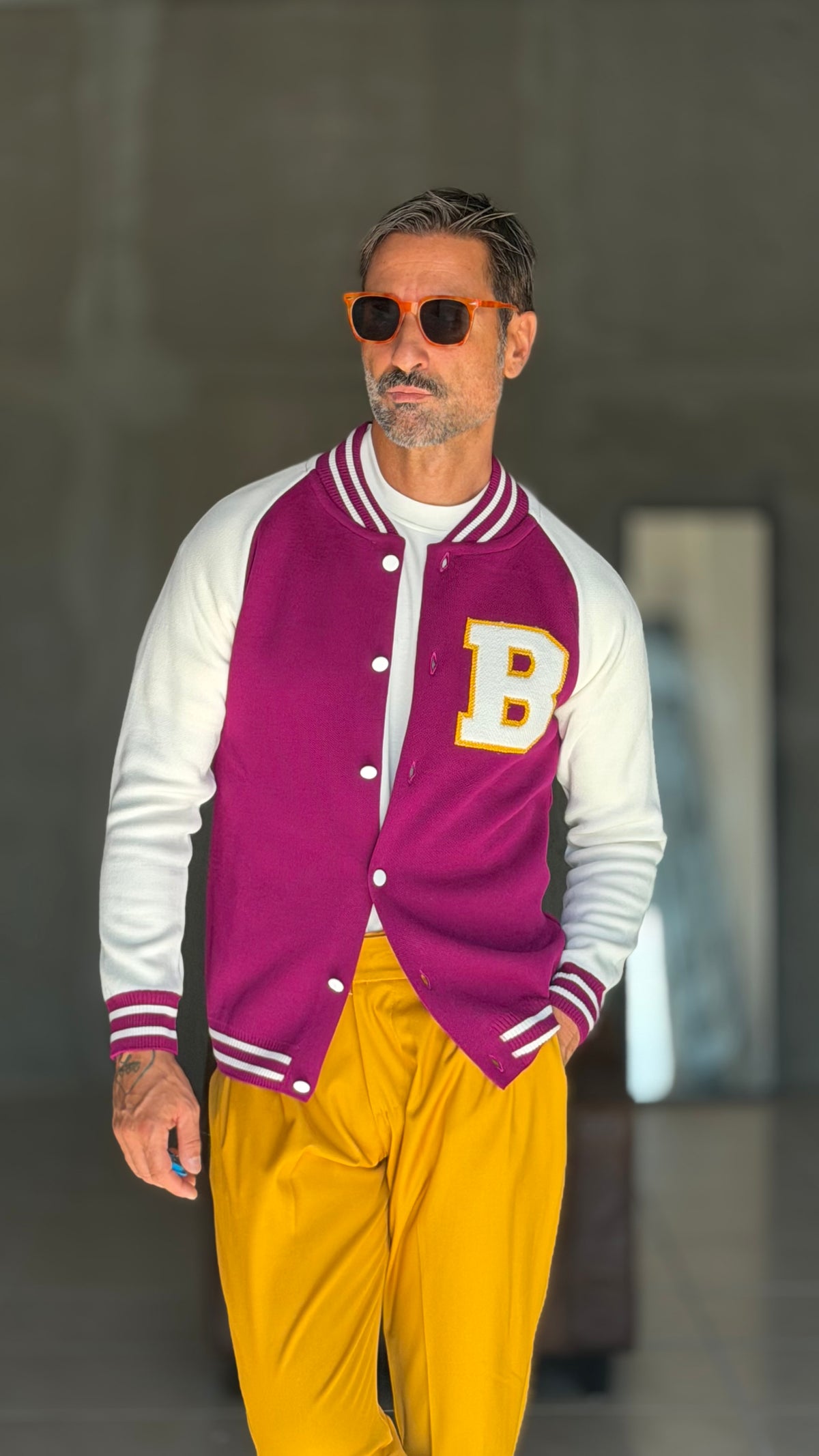 COLLEGE FELPA VIOLA  BICOLORE  B
