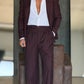 PANTALONE GESSATO PRUGNA MALTINTO VISCOSA  FONDO AMPIO PAUL MIRANDA 1050 (ABBINABILE ALLA GIACCA PRUGNA 1050 ) 636