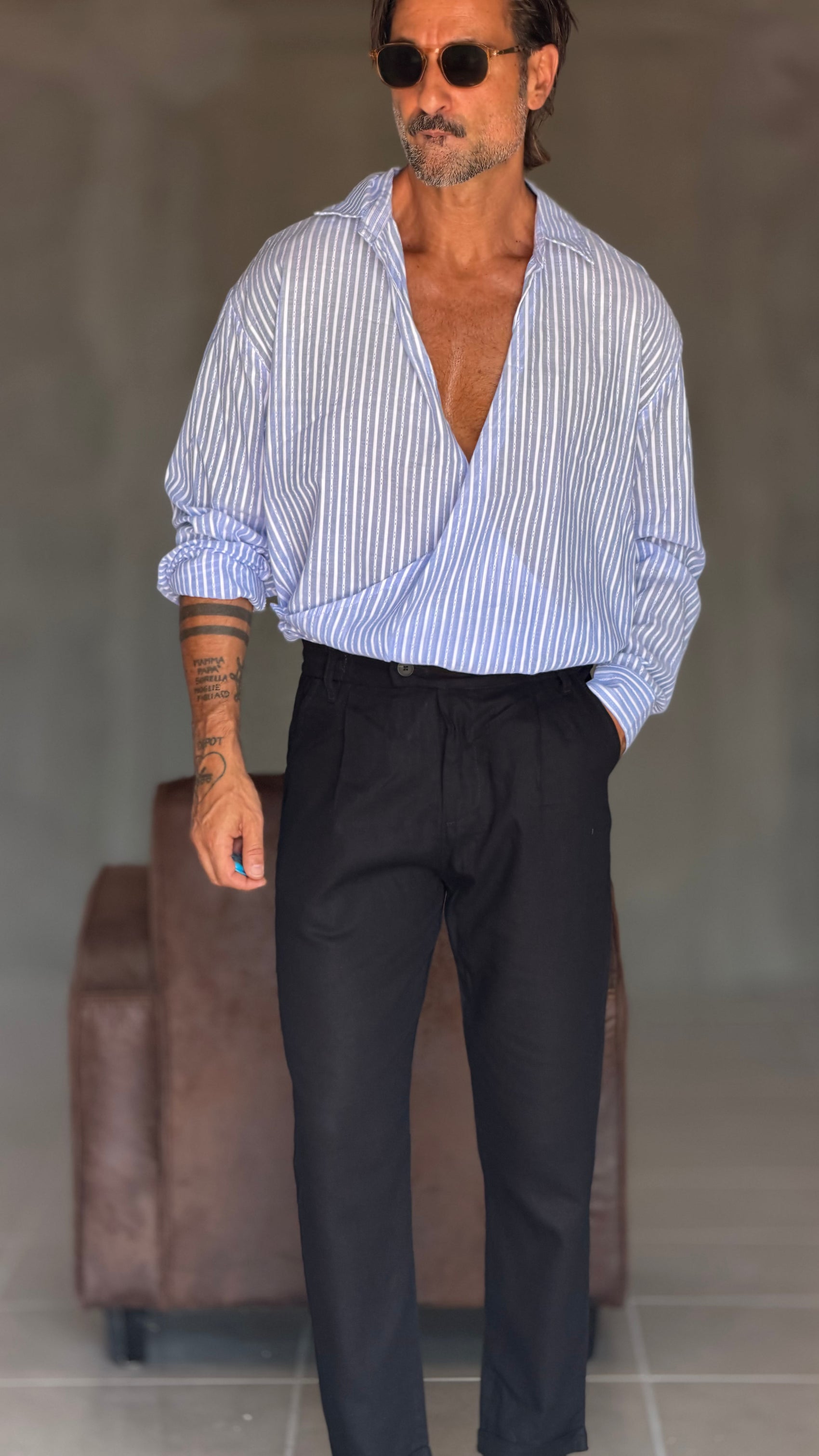 WHITE VISCOSE TROUSERS WITH REGULAR BOTTOM