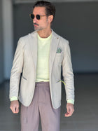 GIACCA SABBIA SPIGATA IN TINTA  STRECH MONOPETTO