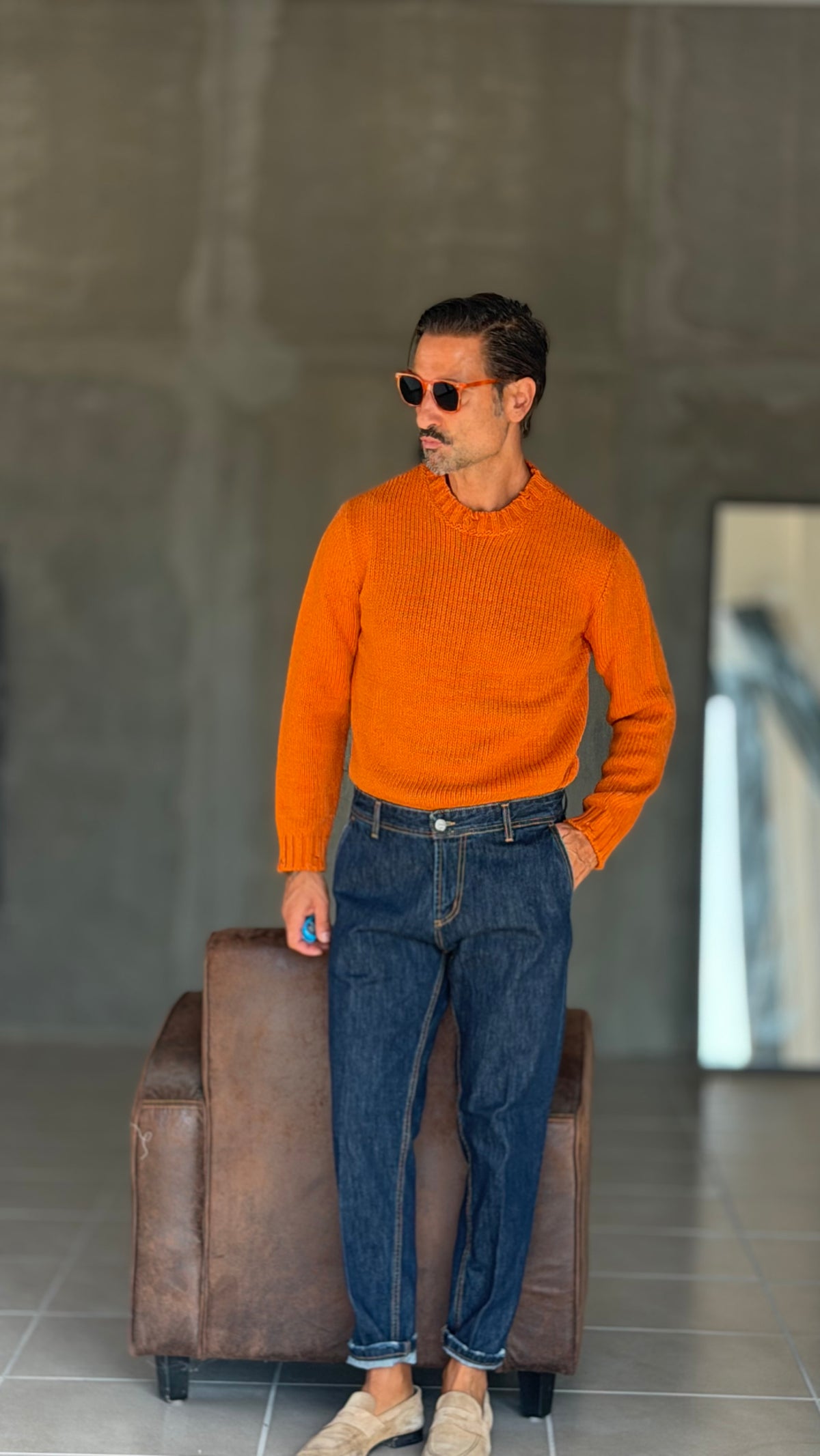 PULLOVER ARANCIO   MAGLIA INGLESE ROTTURE