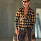 CAMICIA  FLANELLA QUADRO NERO E CARAMELLO 346