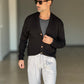 CARDIGAN  NERO TESSUTO OPERATO