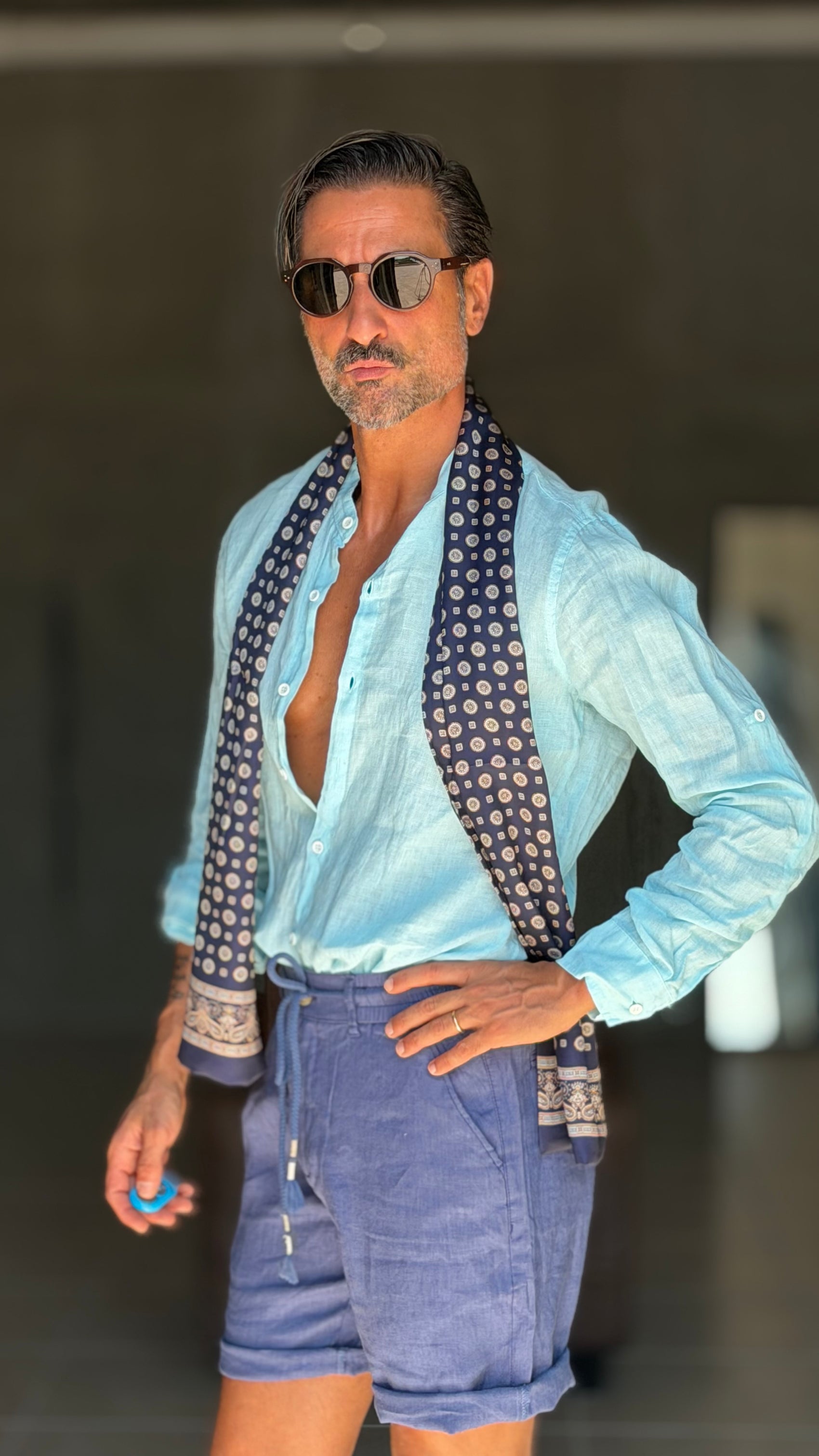 CAMICIA TURCHESE COREANA    LINO