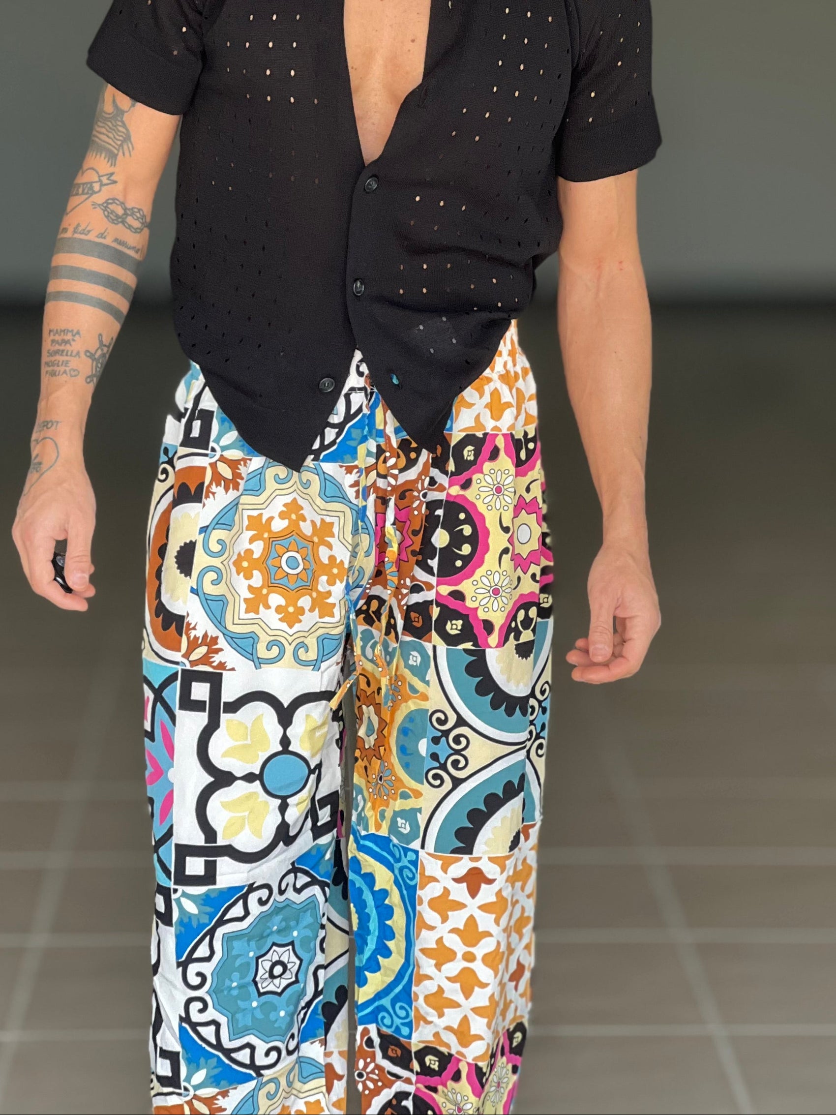 BLACK CHAIN ​​VISCOSE TROUSERS