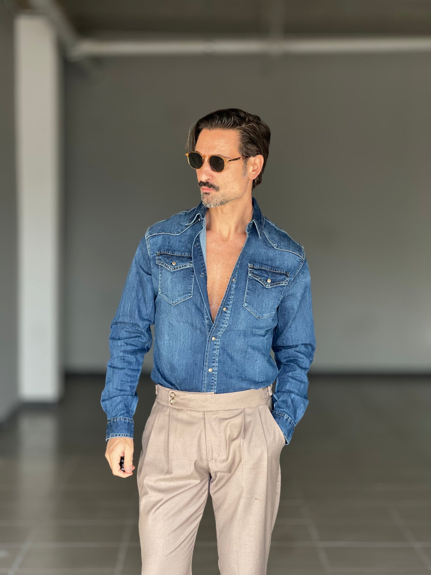 CAMICIA  DENIM LAVAGGIO MEDIO  TEXANA