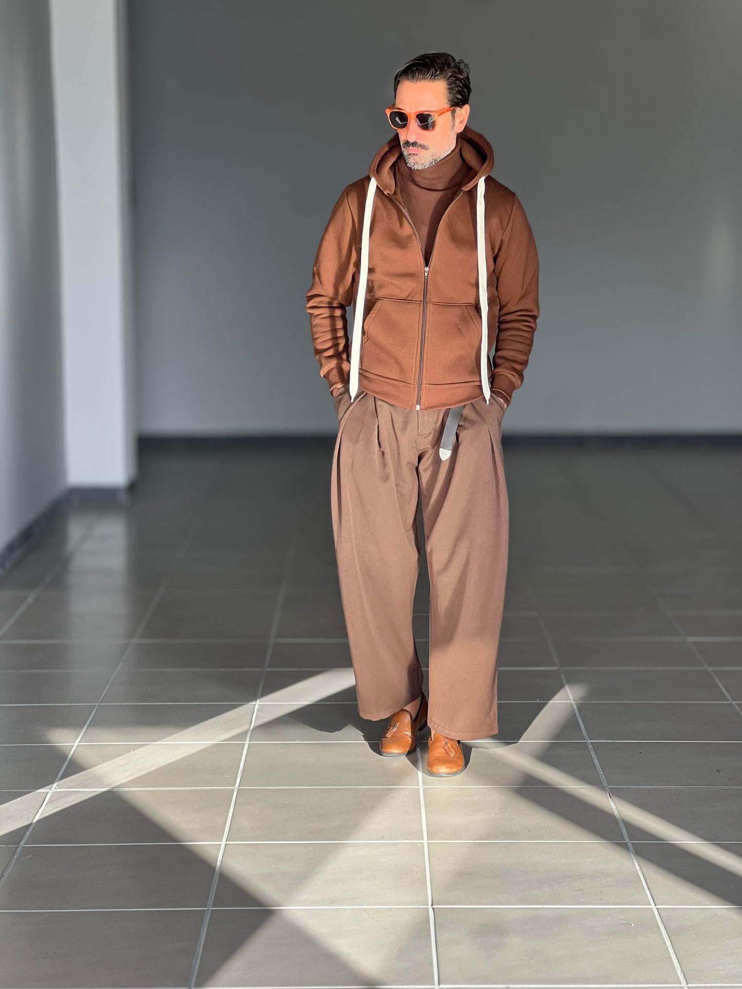 FELPA MARRONE  DOPPIATA ZIP