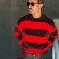 MAGLIA RIGA MORO E ROSSA CROP FIT