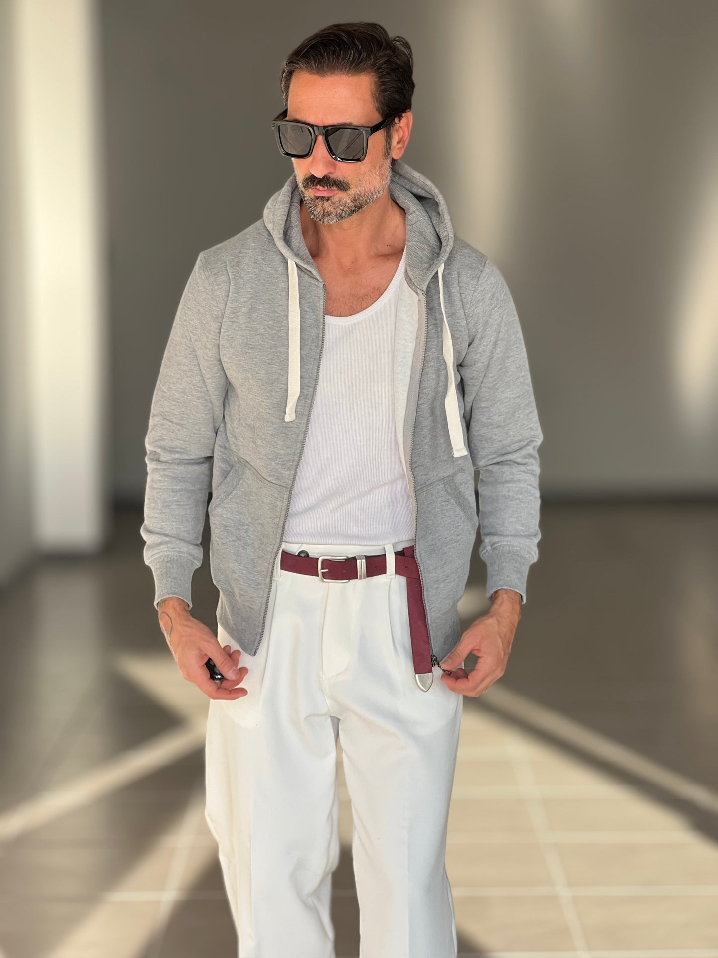 FELPA  GRIGIA DOPPIATA ZIP