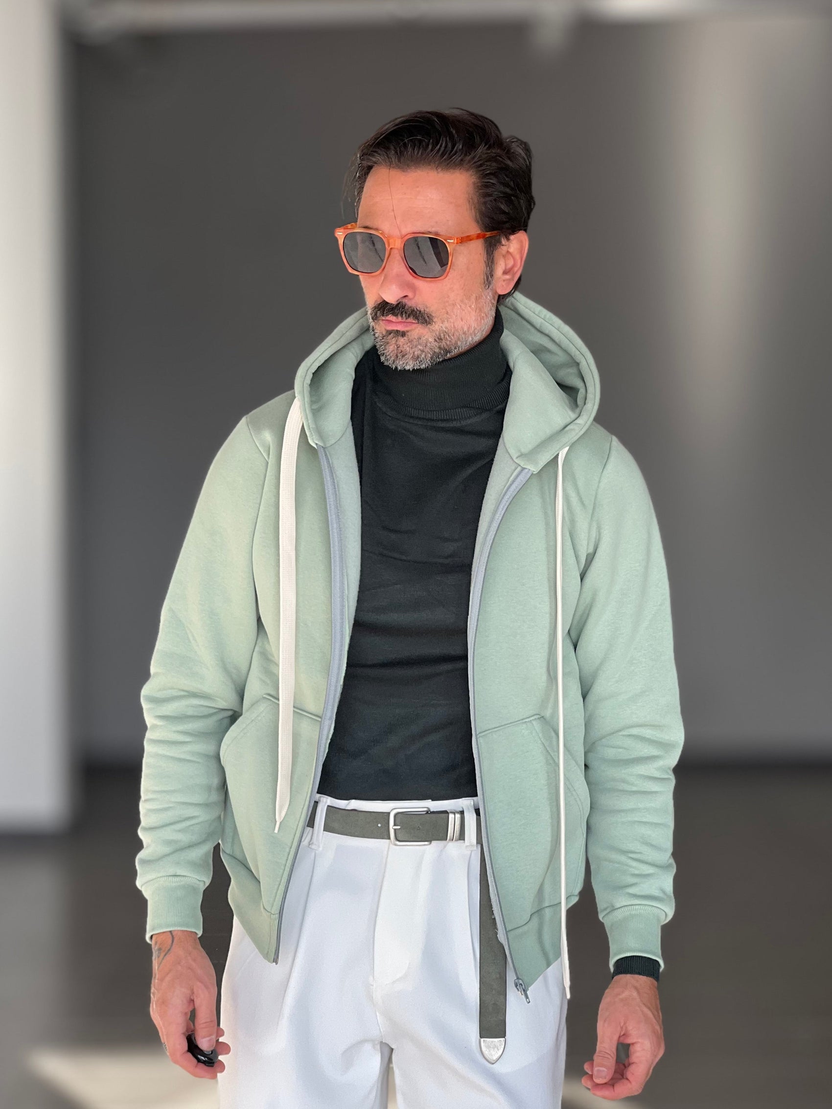 FELPA SALVIA DOPPIATA ZIP