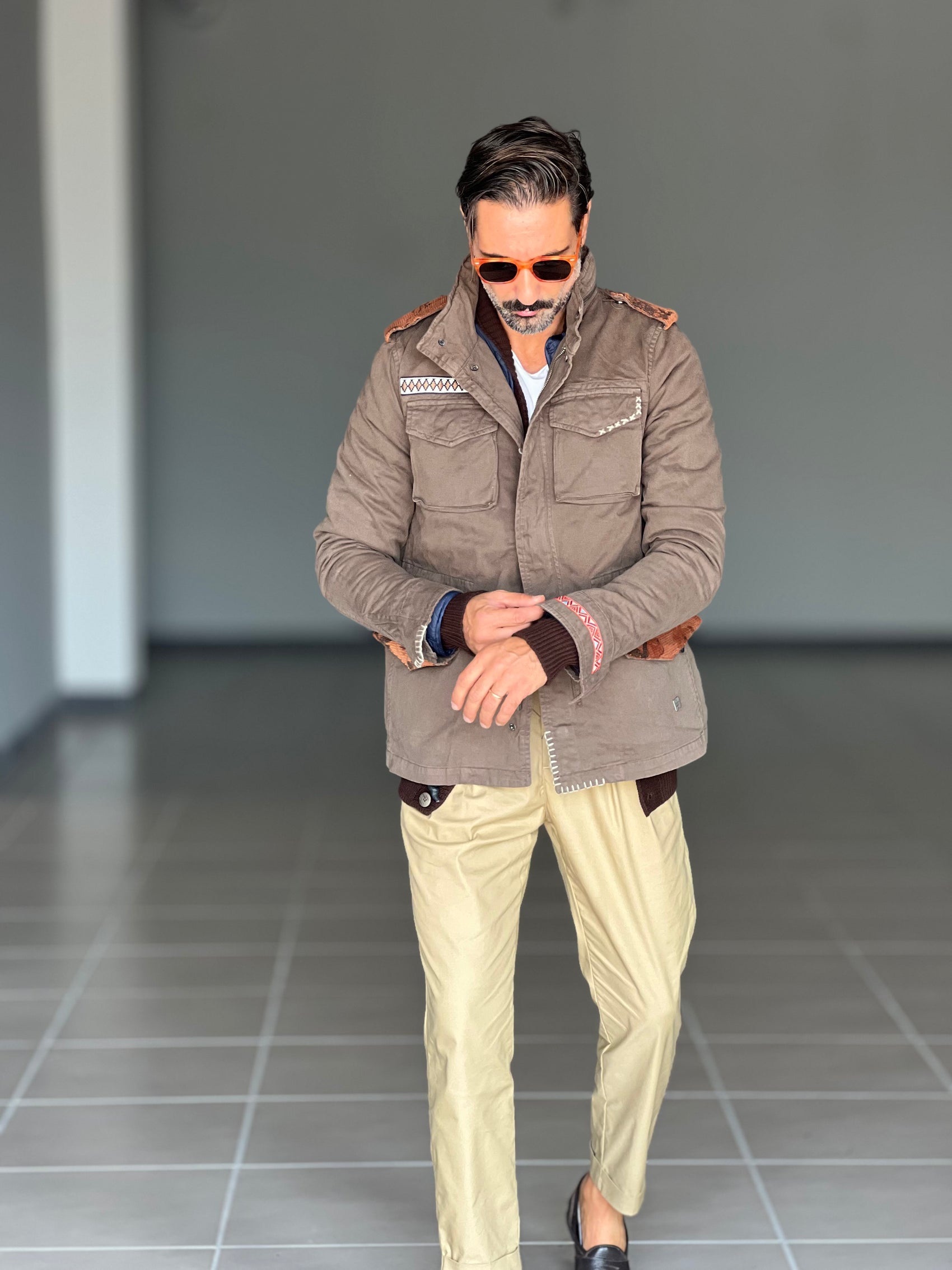 *FILL JACKET BL11  VERDE PATCH  AZTECHE IMBOTTITA  TASCHE