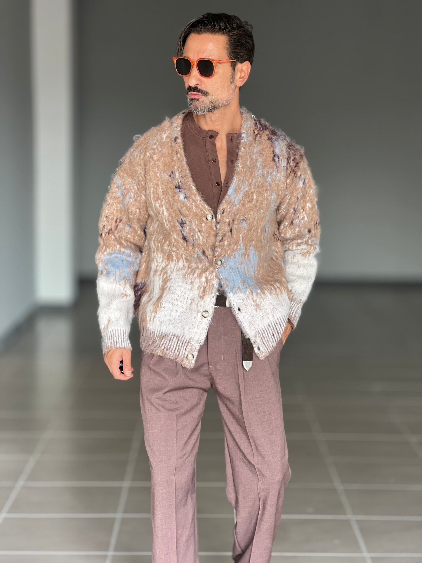 BEIGE COTTON OPEN CARDIGAN