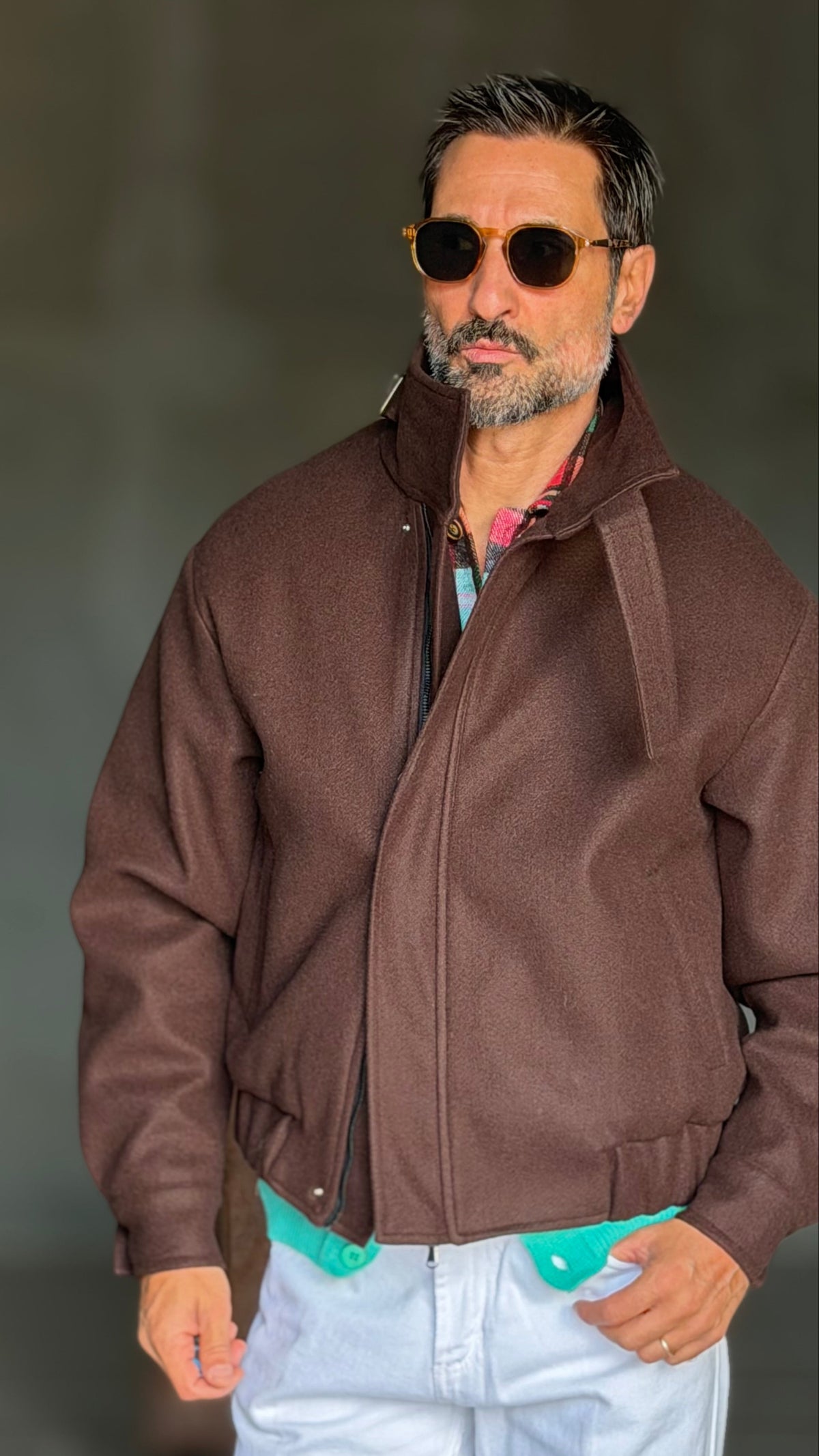 GIUBBINO MORO  PANNO COLLO SCIARPA CROP 1062
