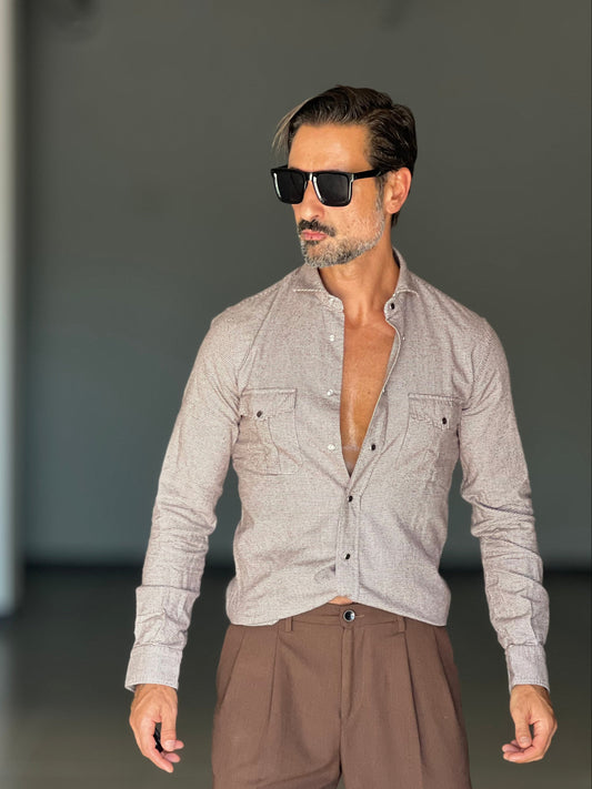 CAMICIA  DEPOT TEXANA MICROFANTASIA MORO