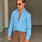CAMICIA  AZZURRA LINO E MISTI COLLO ITALIANO