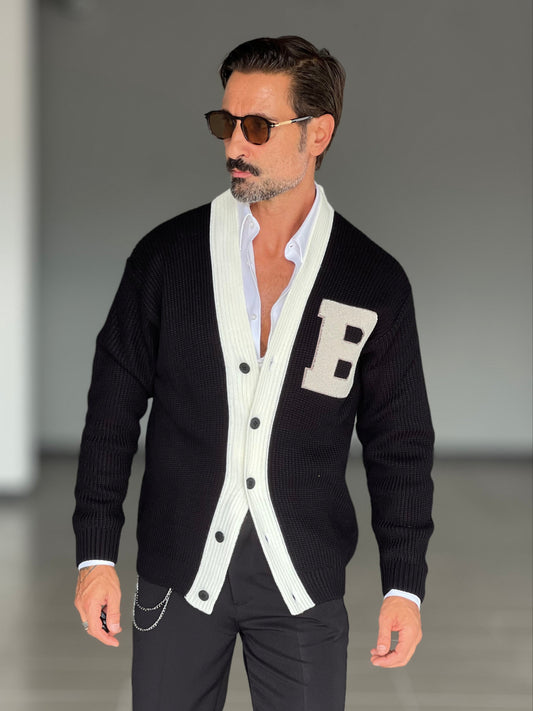 CARDIGAN  NERO DERBY RICAMO B