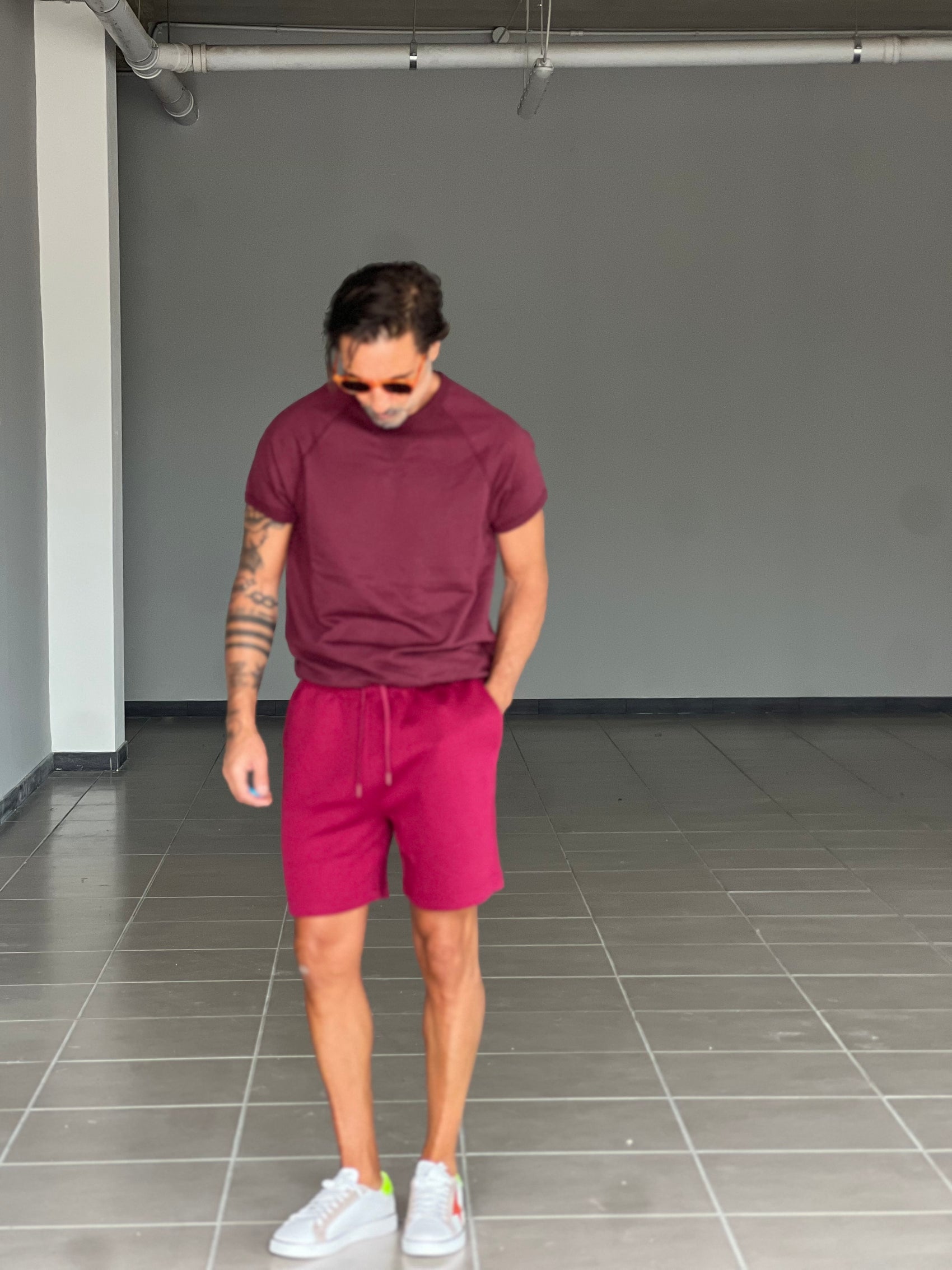 MAGLIA FELPA PRUGNA MEZZA MANICA