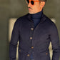 CARDIGAN BLU COLLEGE MULTITASCA VISCOSA E MISTI