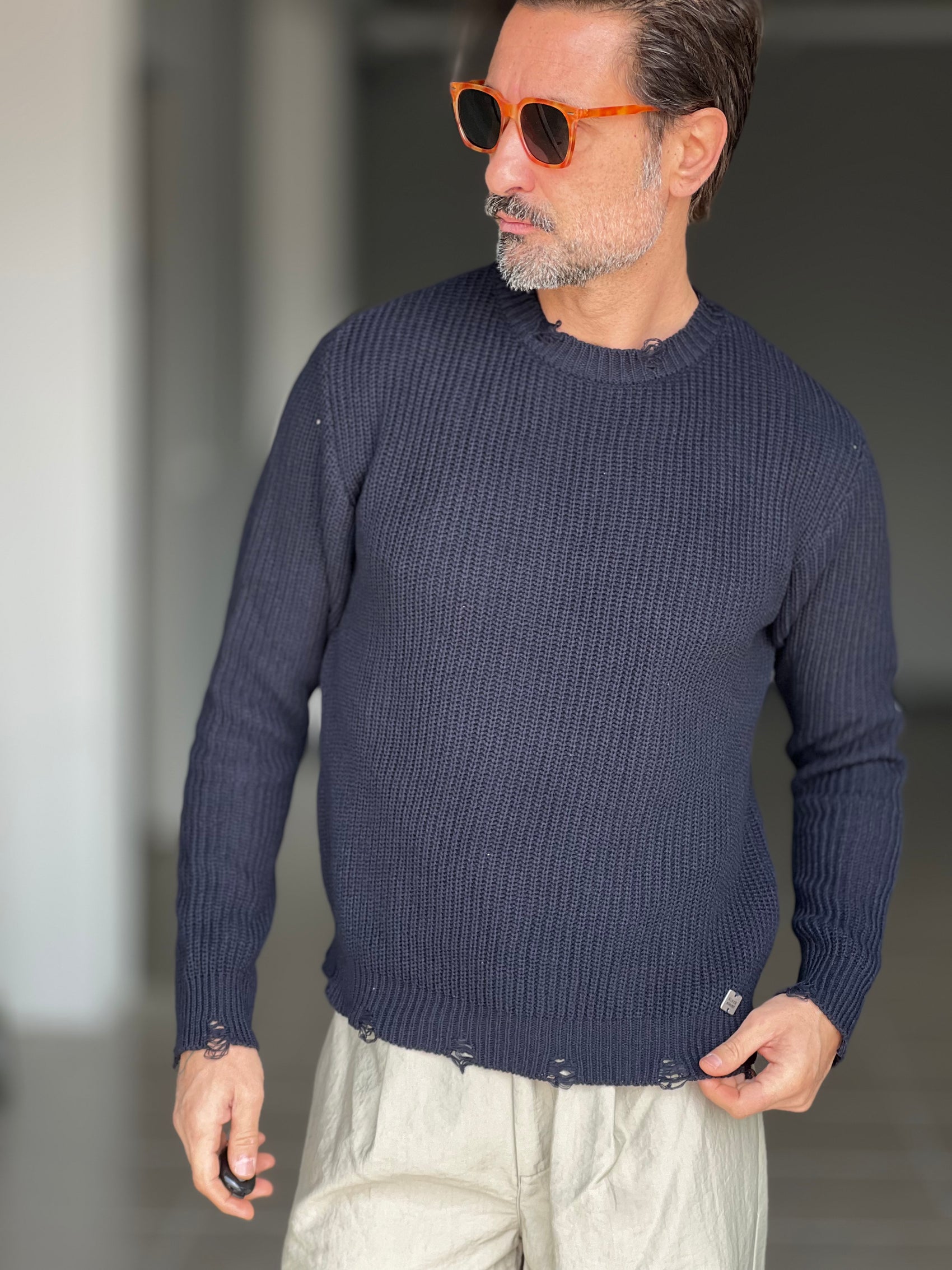 MAGLIA  BLU NAVY  GIROCOLLO COSTA INGLESE BL11