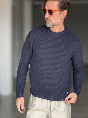 MAGLIA  BLU NAVY  GIROCOLLO COSTA INGLESE BL11