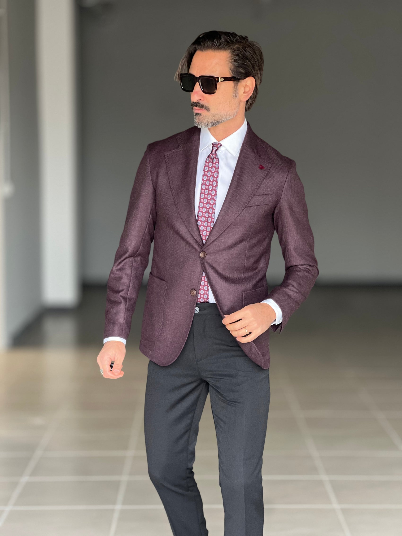 GIACCA COLOR VINO FIAMMATA MISTO LANA