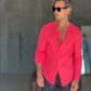 CAMICIA COREANA. ROSSA CORALLO GOFFRATA COTONE  EFFETTO LINO 278