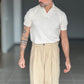 WHITE VISCOSE TROUSERS WITH REGULAR BOTTOM