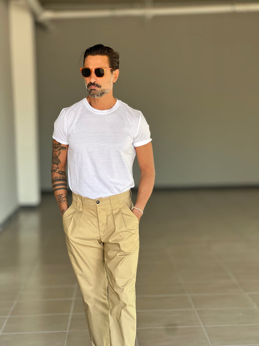 T SHIRT BIANCA FILO DI SCOZIA MEZZA MANICA