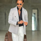 GIACCA GRIGIO CHIARO  GESSATA DOPPIOPETTO BOTTONE BRUNITO 92