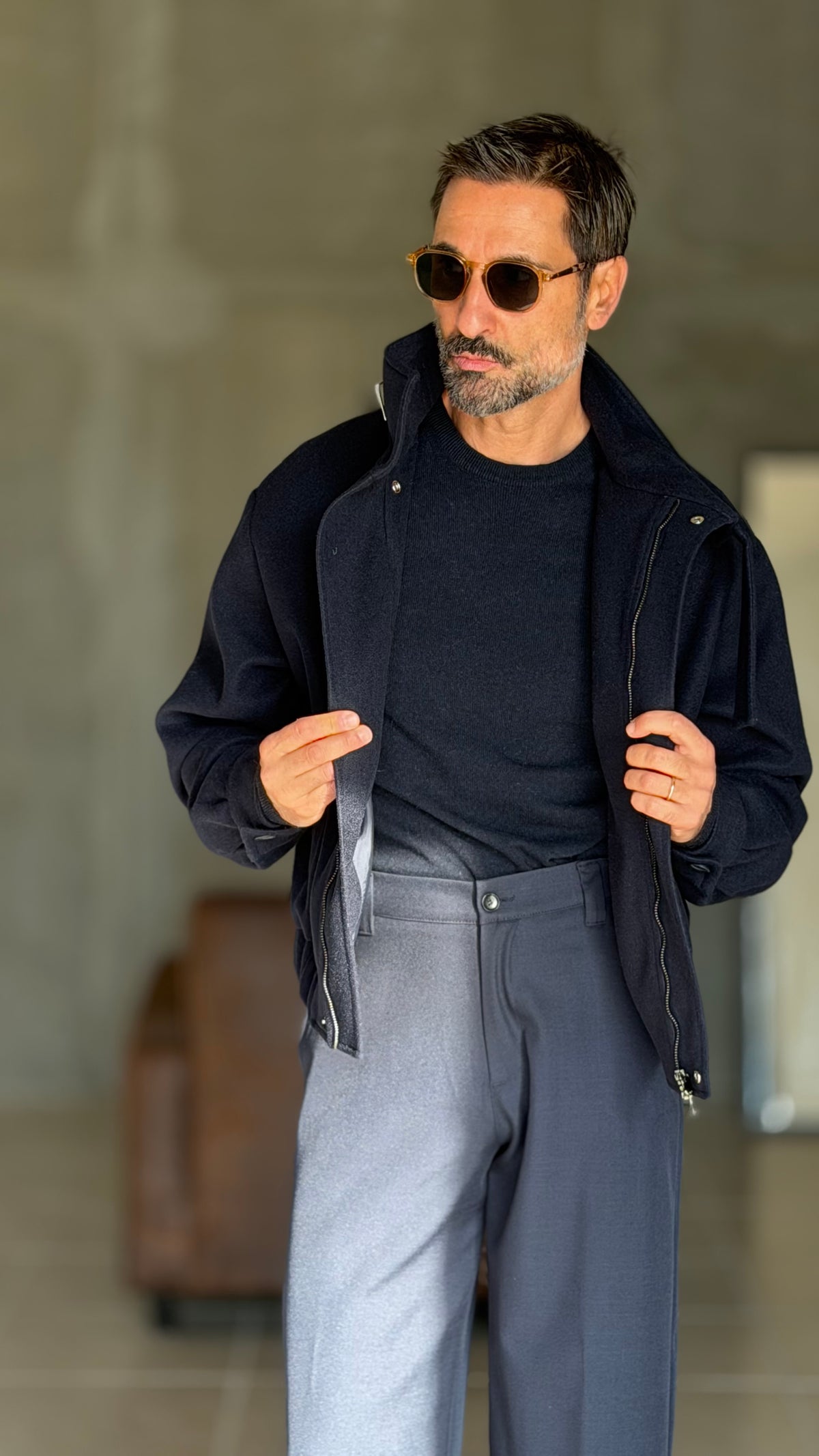 GIUBBINO BLU   PANNO COLLO SCIARPA CROP 1062