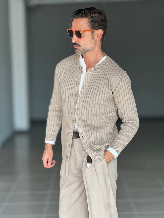 BLUE THREAD COTTON CREW NECK SWEATER