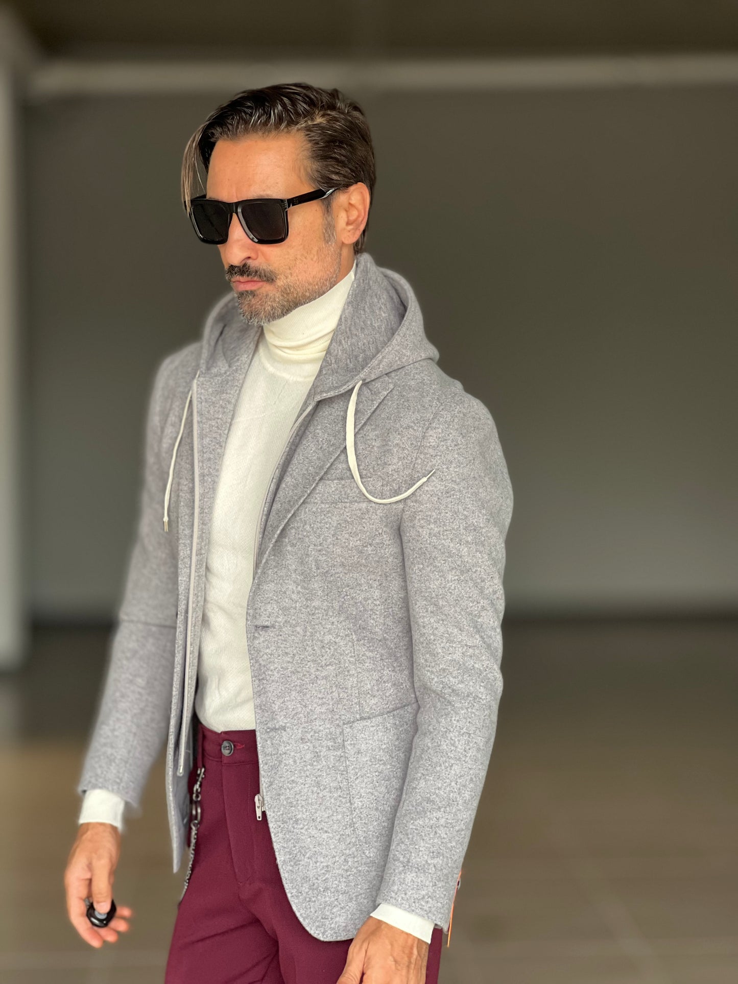 GIACCA PANNO GRIGIA  INTERNO FELPA ESTRIBILE