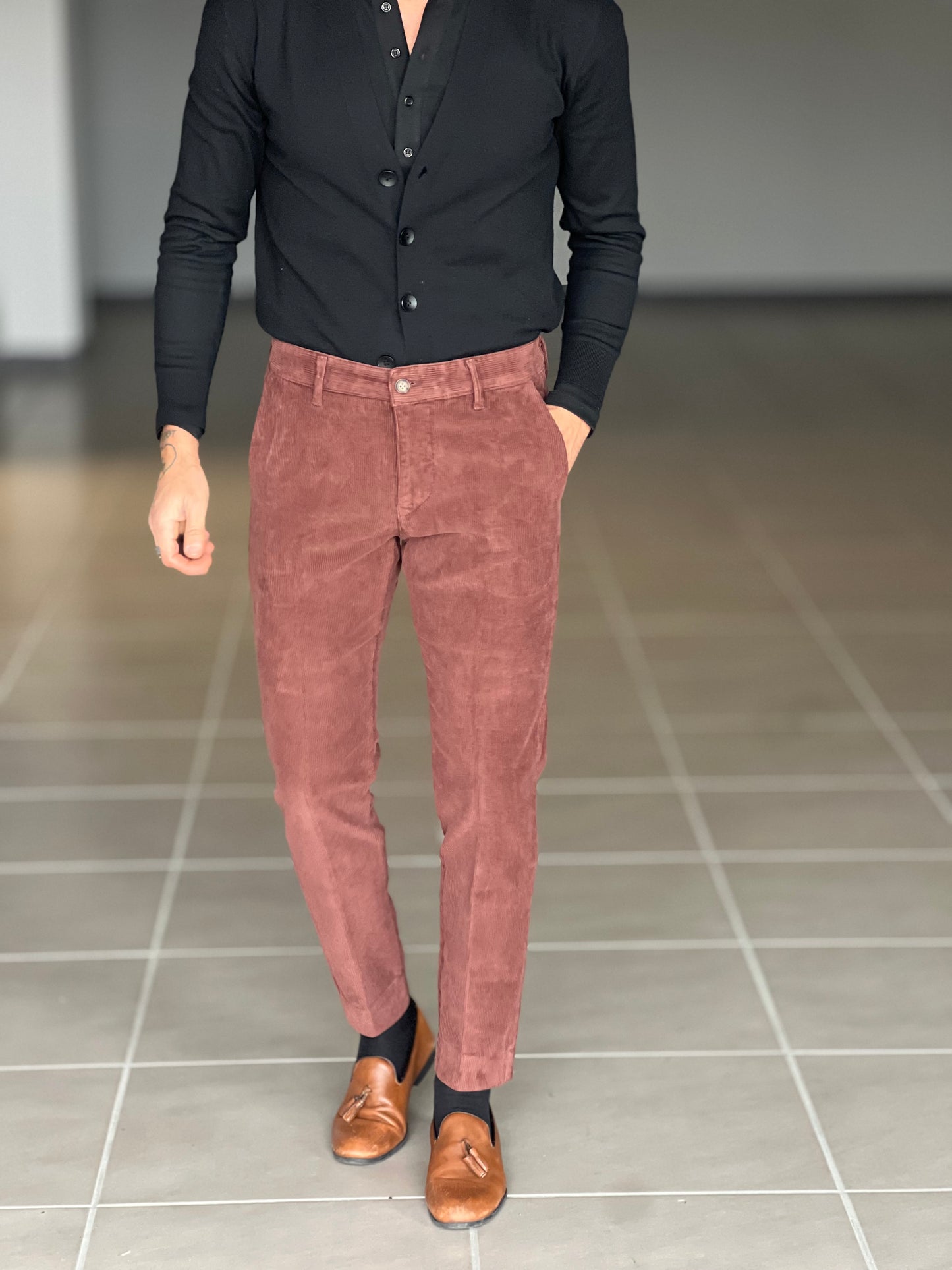 PANTALONE VELLUTO BRUCIATO GAMBA DRITTA