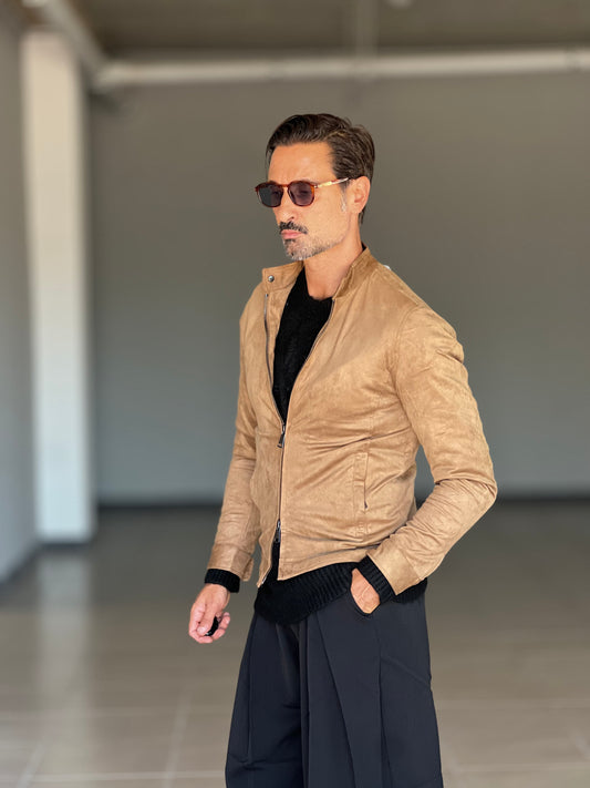 BOMBER ECOSUED MIELE  DOPPIA ZIP