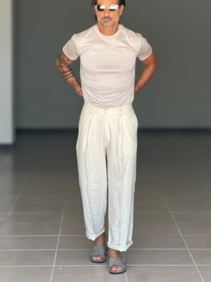 PANTAMOLLA BEIGE   MISTO LINO PINCES