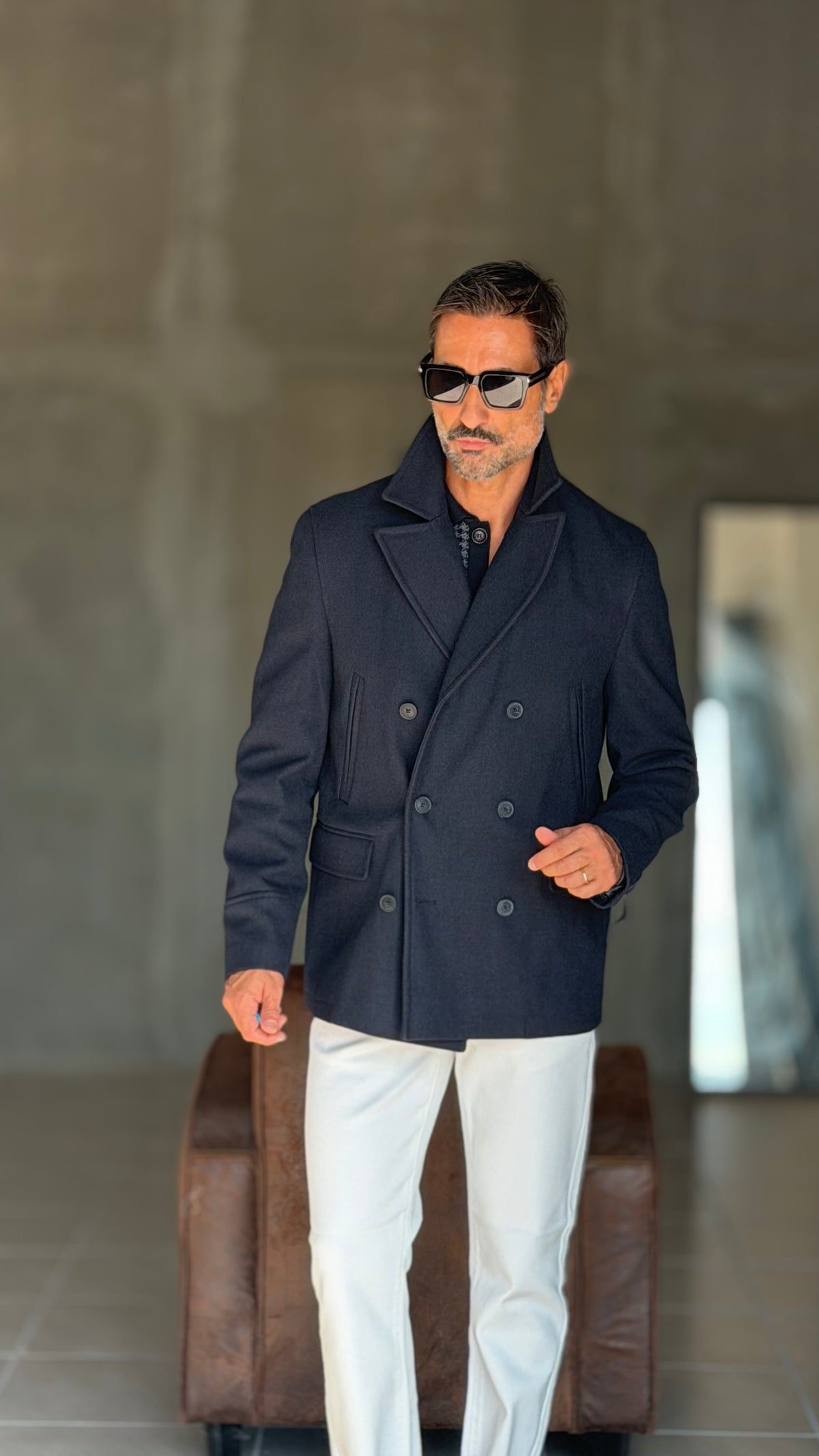 BLUE HIGH NECK COAT