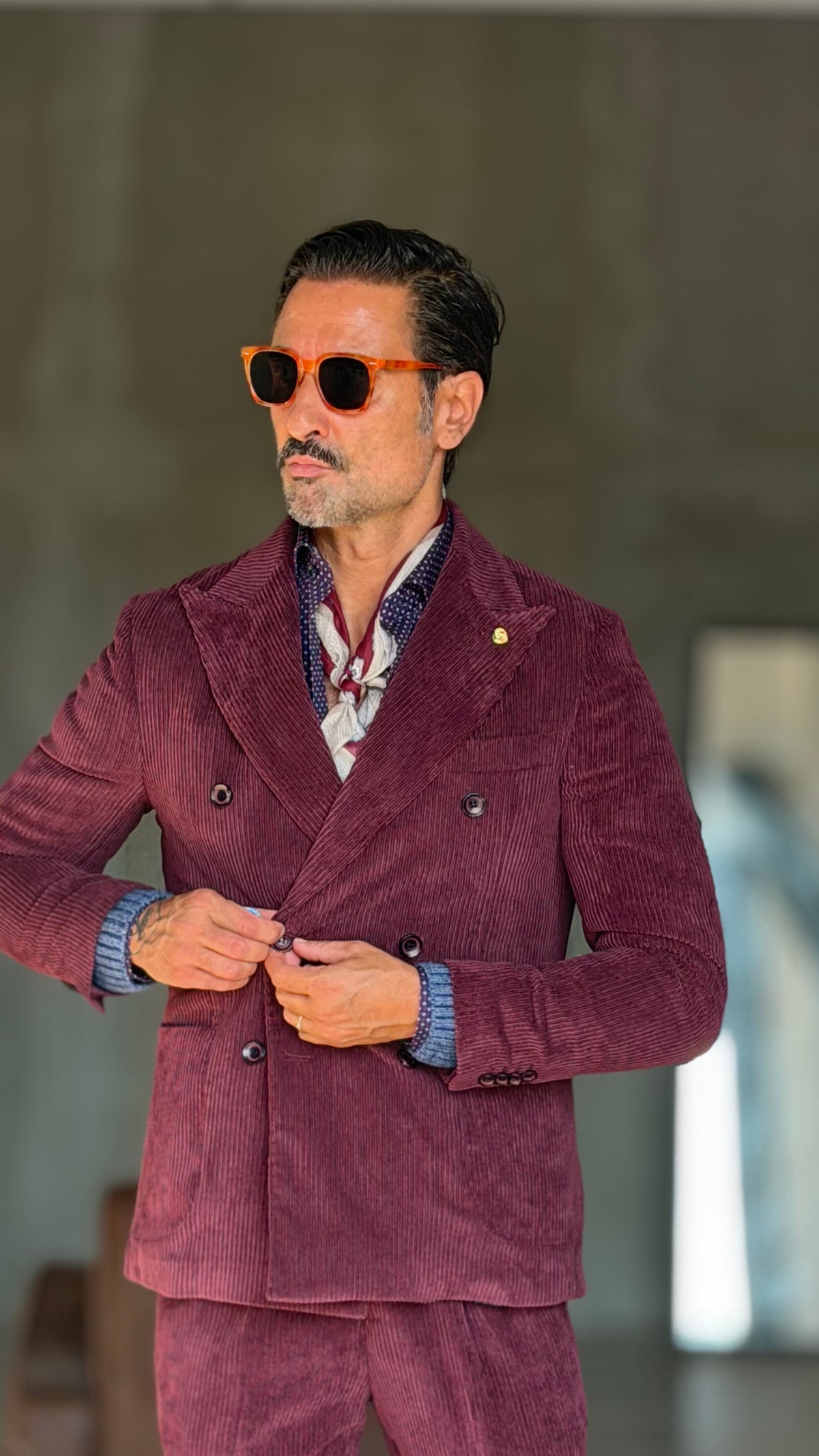GIACCA DOPPIOPETTO VELLUTO ROCCIA PRUGNA  001 (ABBINABILE  AL PANTALONE VELLUTO PRUGNA OO1)