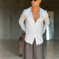 CAMICIA COREANA GRIGIO CHIARO GOFFRATA COTONE  EFFETTO LINO. 278