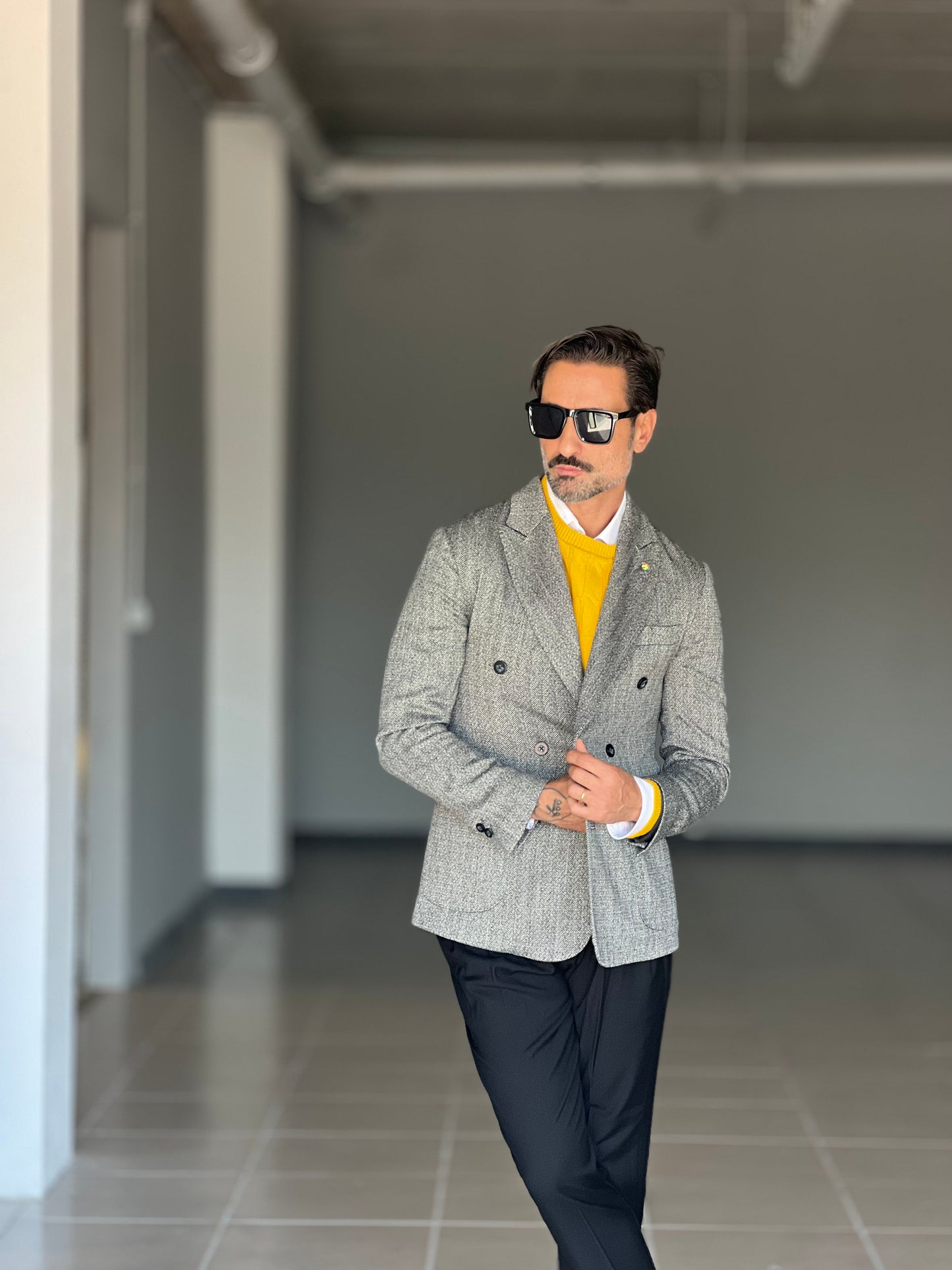 GIACCA PANNO TWEED  MICROFANTASIA GRIGIA  DOPPIOPETTO