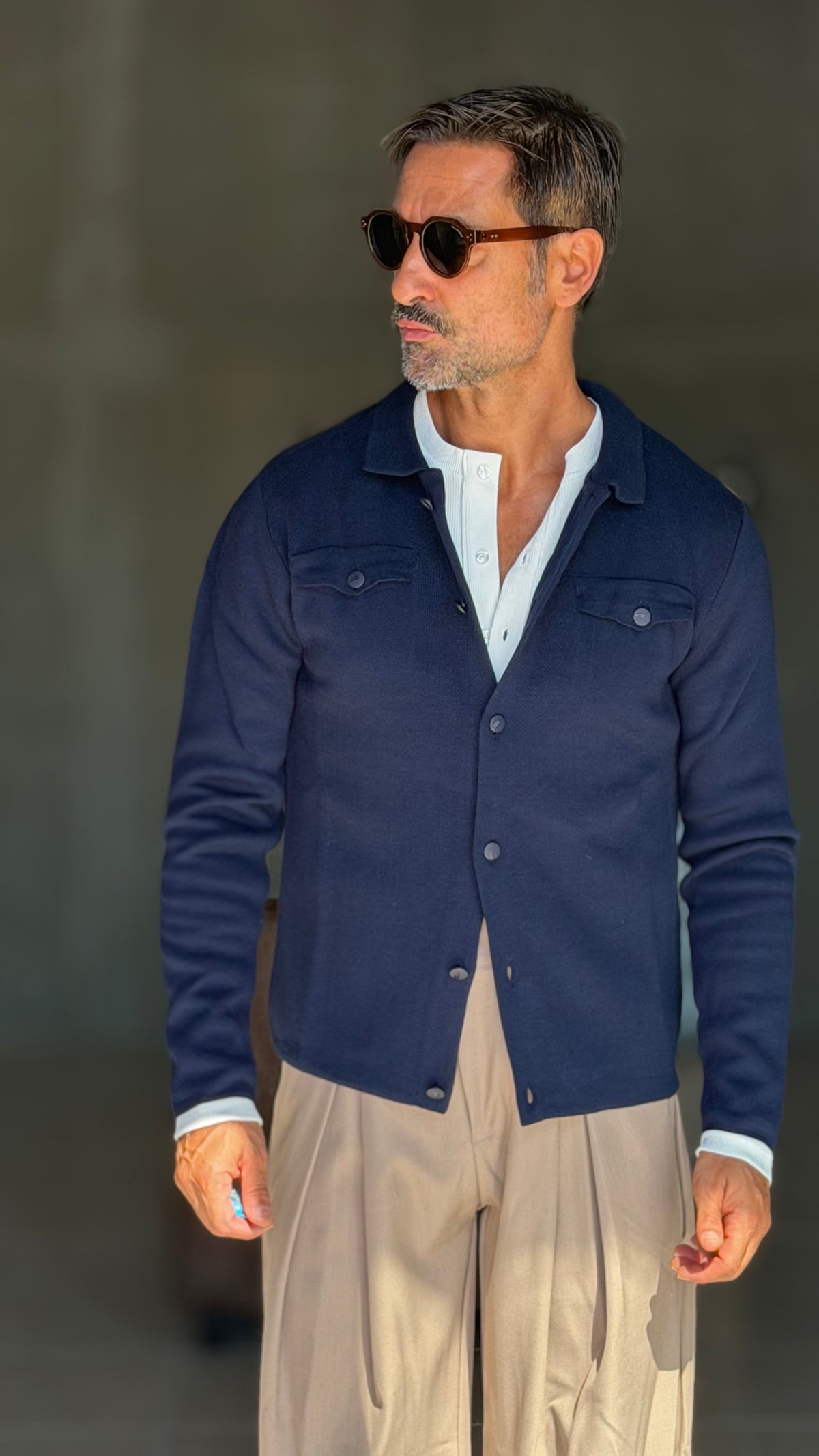 CARDIGAN  POLO BLU   BOTTONE COPERTO