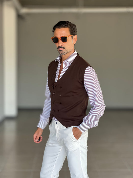 GILET MAGLIA MORO  DOPPIOPETTO
