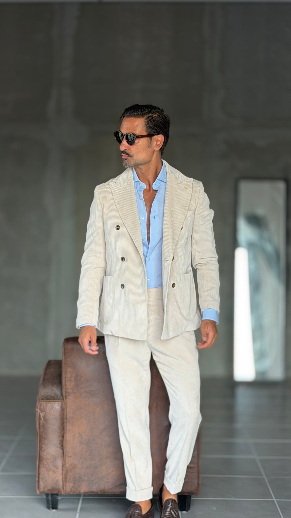 GIACCA DOPPIOPETTO PANNA  VELLUTO ROCCIA  002 (ABBINABILE  AL PANTALONE VELLUTO PANNA  OO2) (Copia)