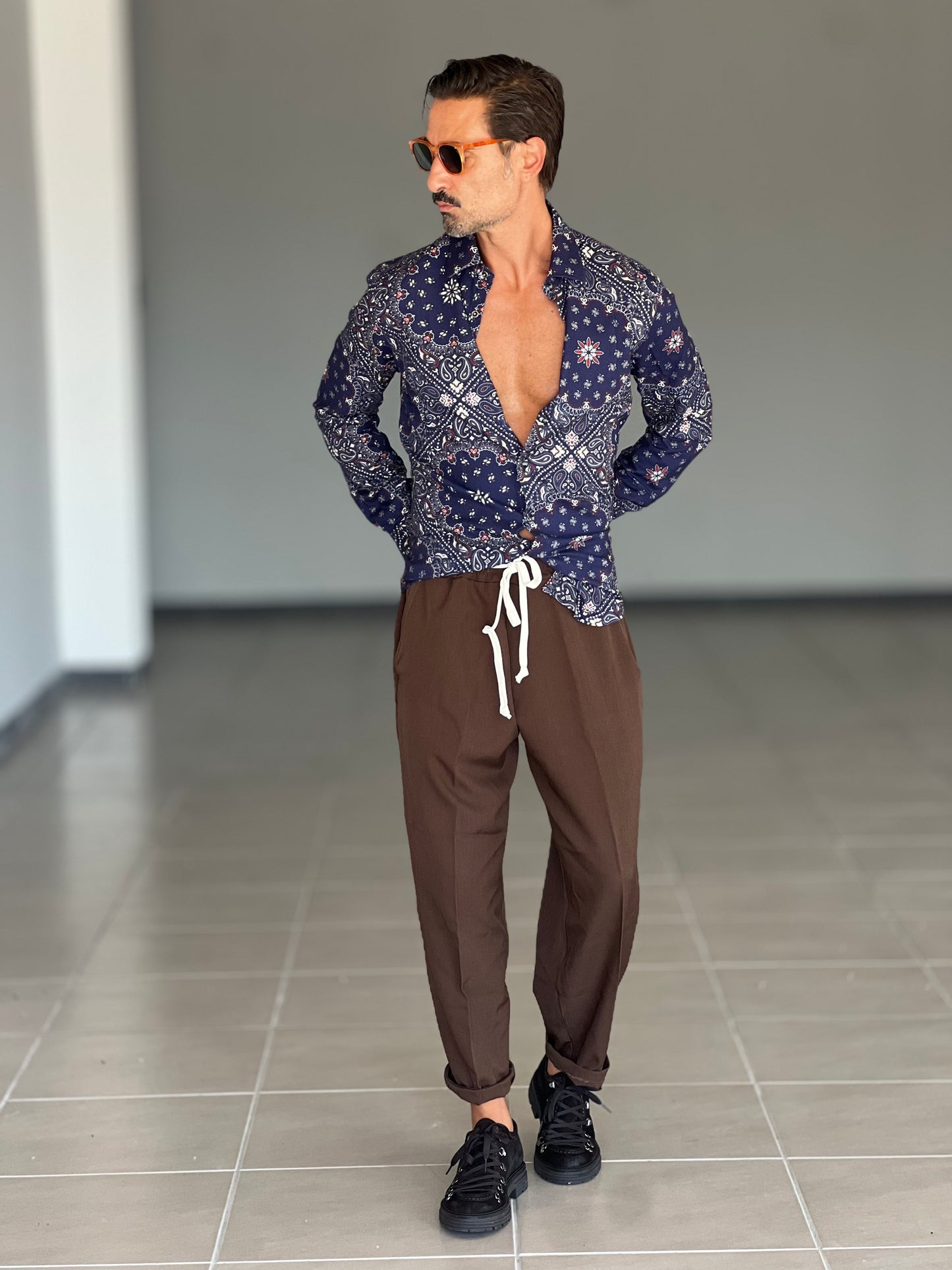 CAMICIA KOON STAMPA FONDO BLU