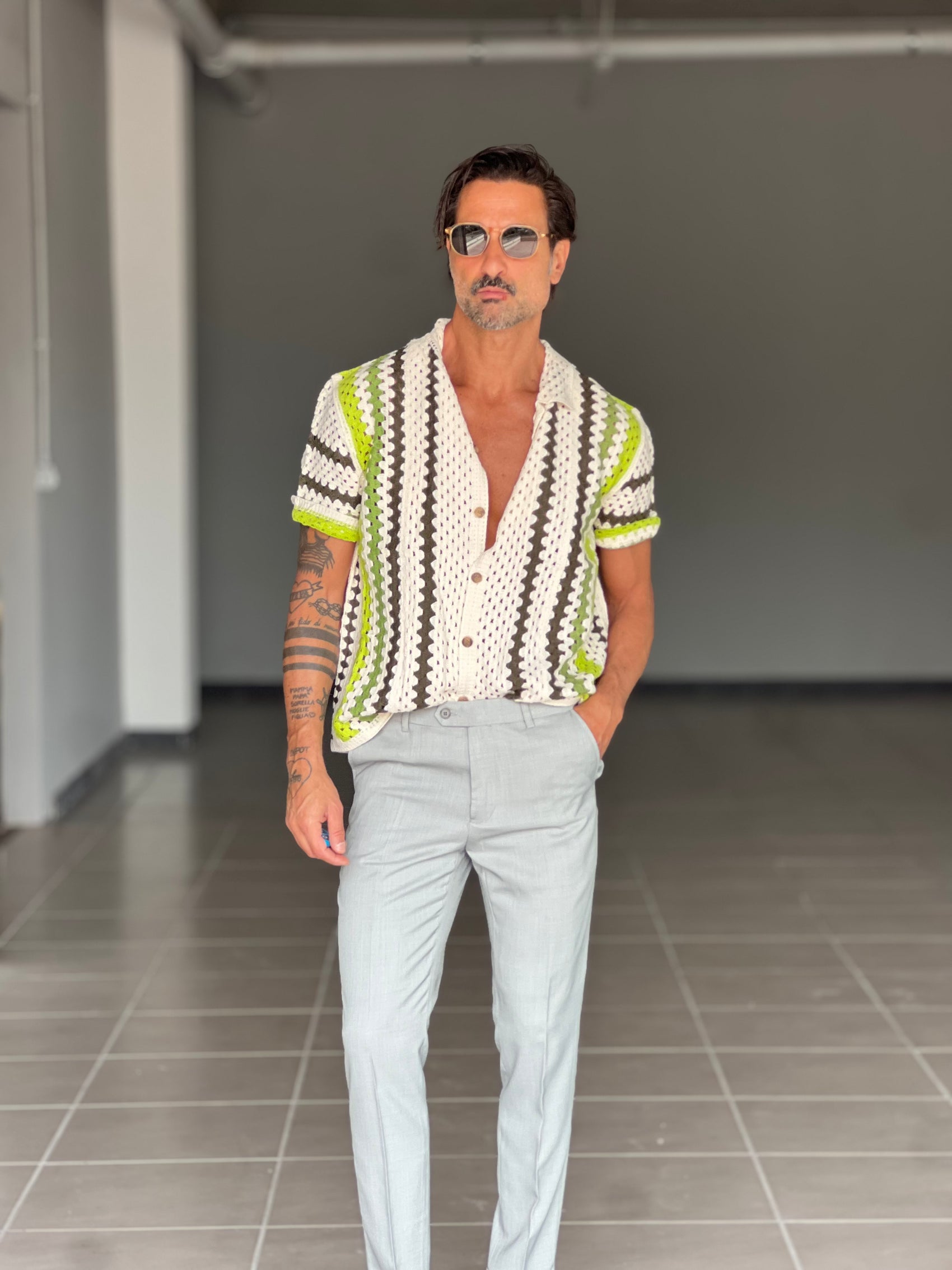 WHITE VISCOSE TROUSERS WITH REGULAR BOTTOM