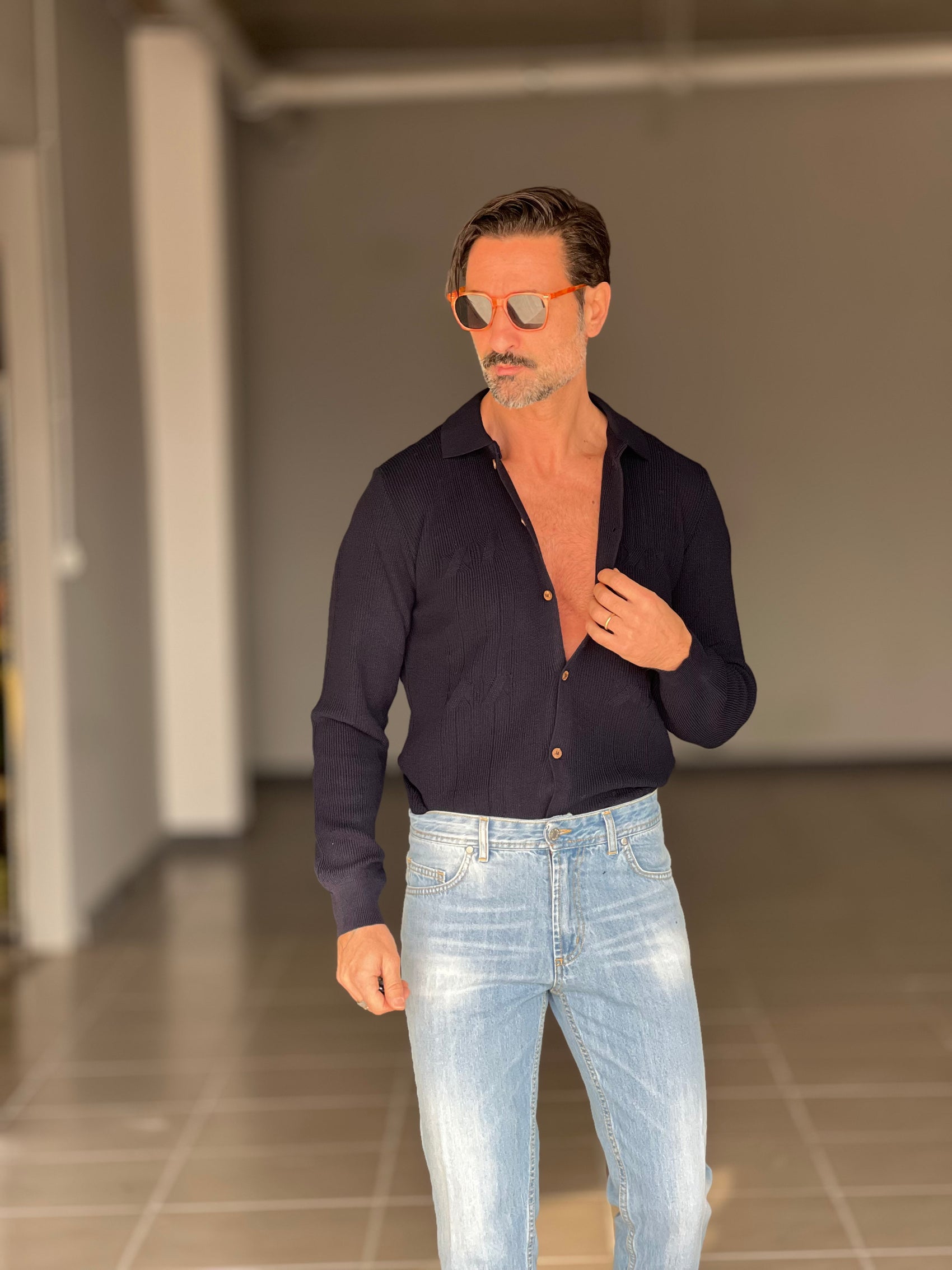 POLO CAMICIA BLU OPERATA