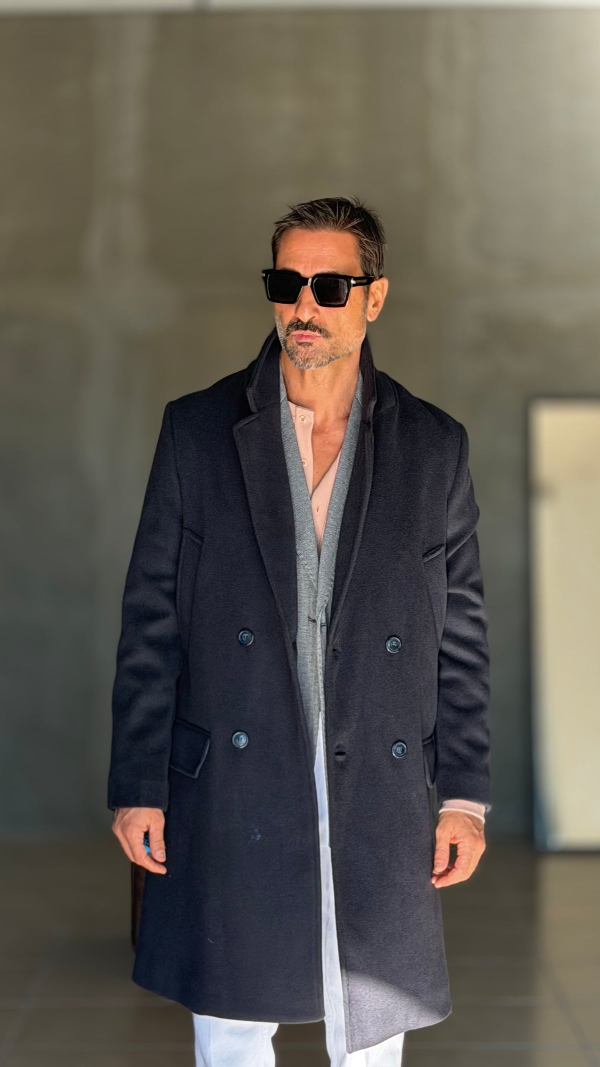 CAPPOTTO BLU DOPPIOPETTO OVER FIT EFFETTO PANNO VISCOSA E MISTI TELAMIRA