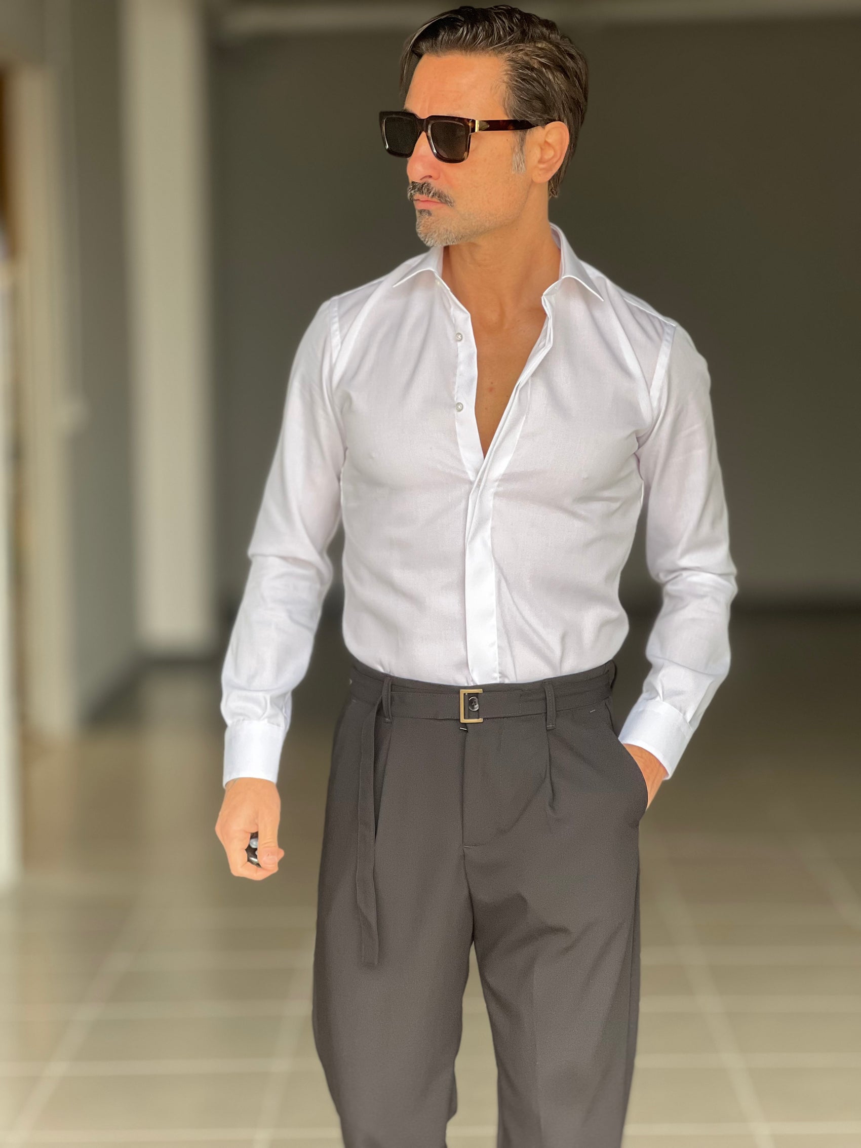 PANTALONE  PINCES  NERO   GABARDINE DI COTONE G PLAY