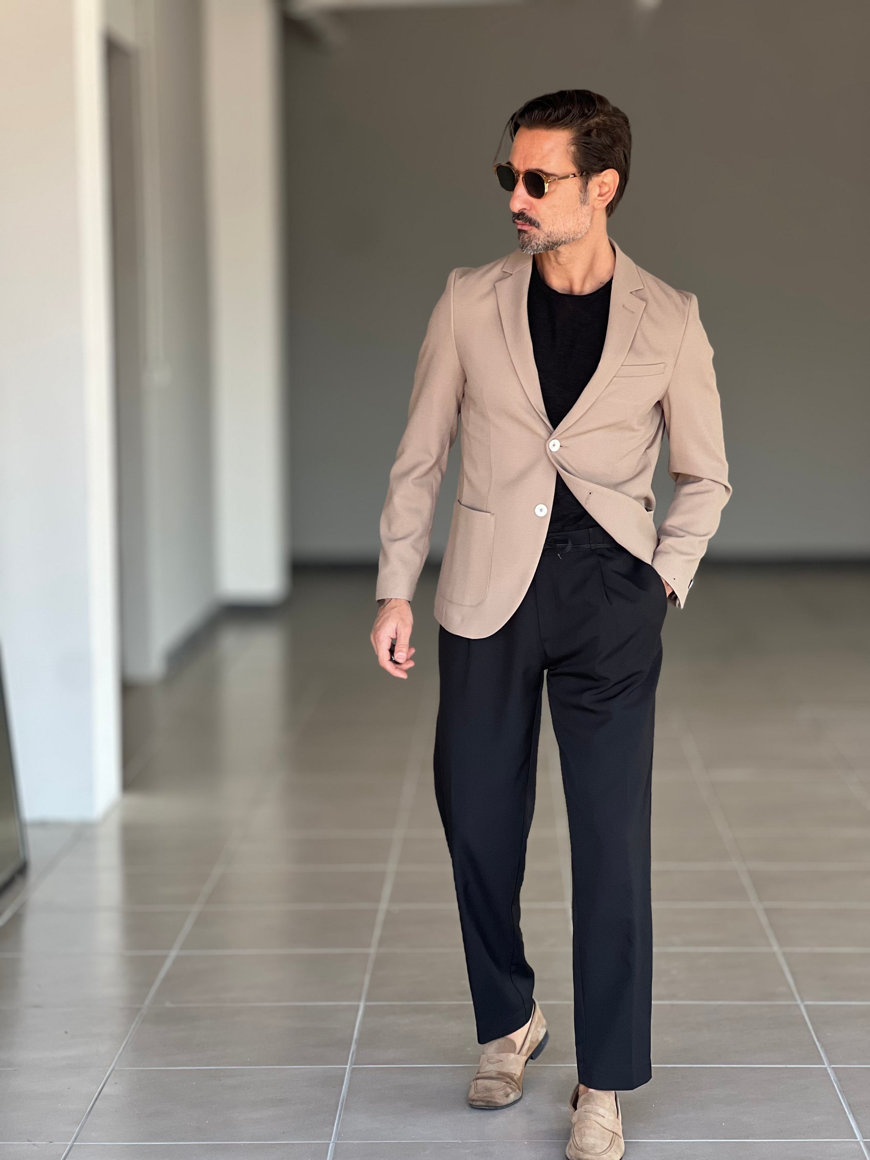 PANTALONE NERO ALTATENSIONE PINCES VISCOSA CORDINO ECOPELLE