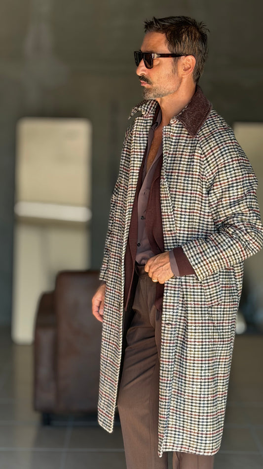 CAPPOTTO TRENCH BL11 PIE DE POULE OVERSIZE