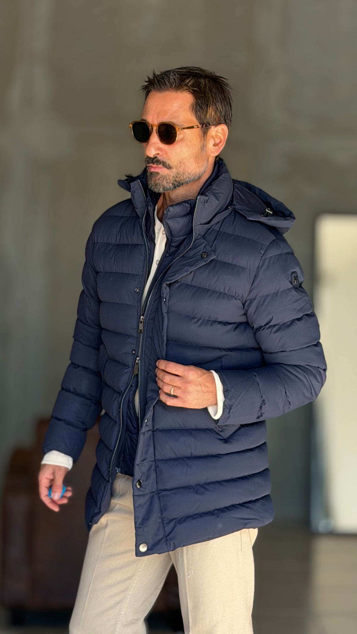 PIUMINO BLU  LUNGO TRAPUNTA INTERNA ESTRAIBILE HAPPER & COM